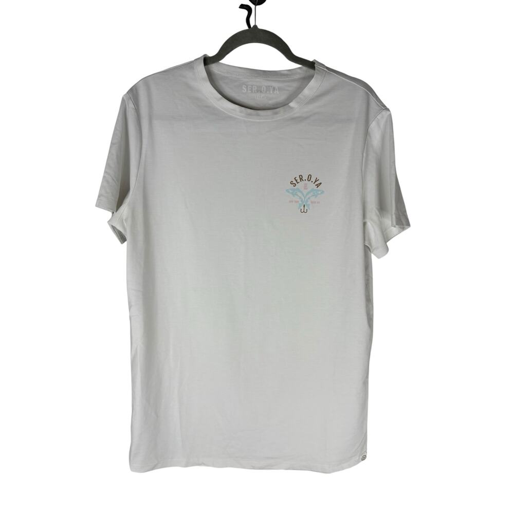Ser.O.Ya 100% Cotton T Shirt Crew Neck Short Sleeve Fishing Casual Preppy Sz L